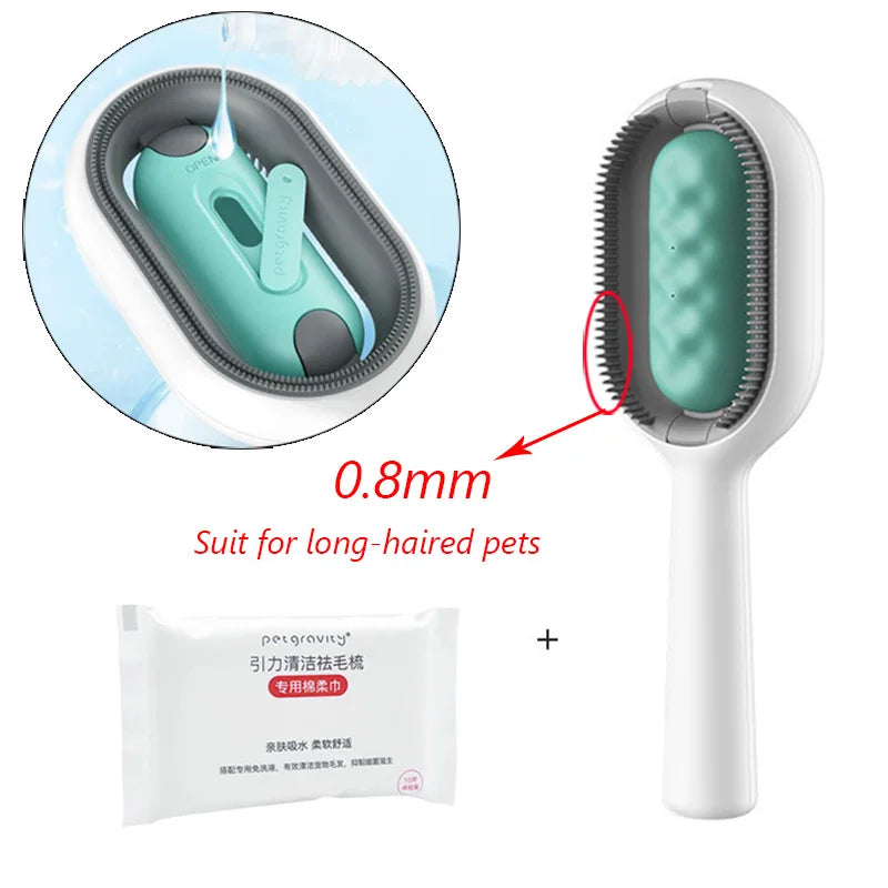 Double Sided Hair Removal Brushes for Cat Dog Pet Grooming Comb with Wipes Kitten Brush Gato Accesorios Artículos Para Mascotas